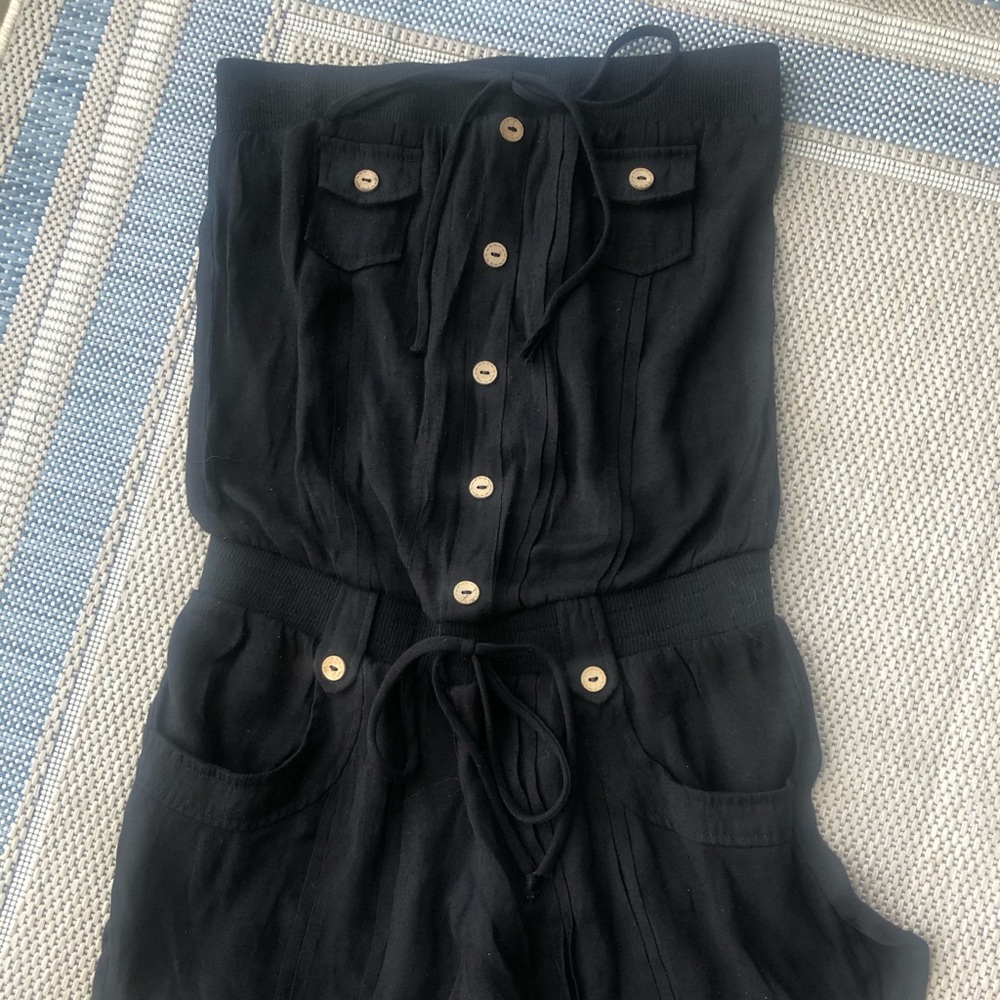 Rhapsody Black Strapless Romper